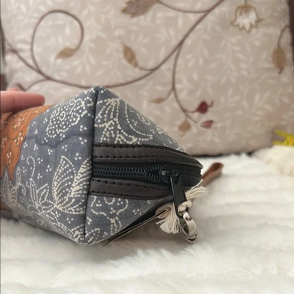 John Erdos Gallery Boho Artisan Wristlet Makeup Bag Cosmetic Pouch Leather Strap - Picture 5 of 9